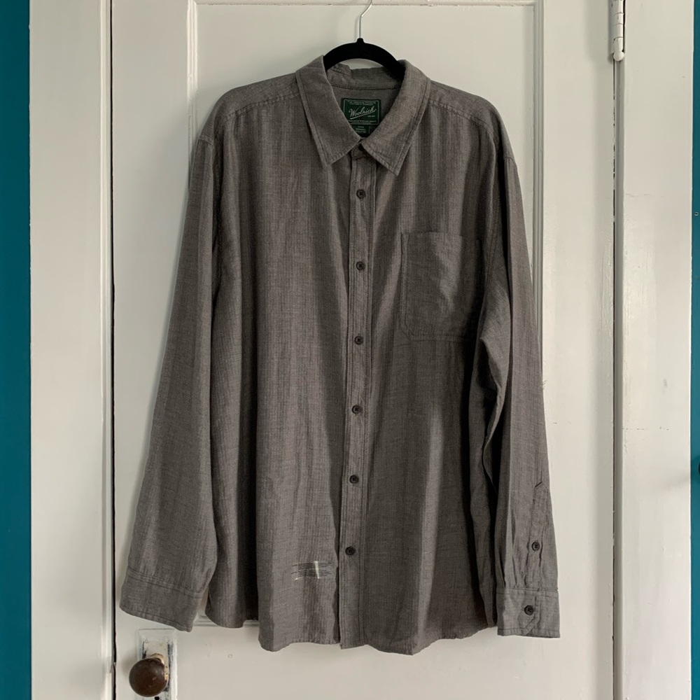 Grey Woolrich lightweight long sleeve button down